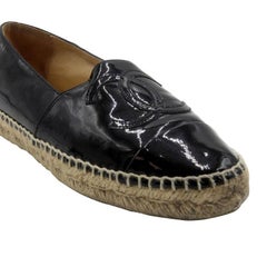 Chanel Espadrille 35 Leather Patent CC Flats CC-0208N-0013