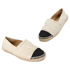 Chanel Espadrille 35 Raw Canvas Woven Flats CC-S0829-0009
