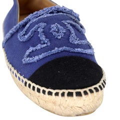 Chanel Espadrille 36 Toile Lin Bord Brut Cap-Toe CC Flats CC-0402N-0093