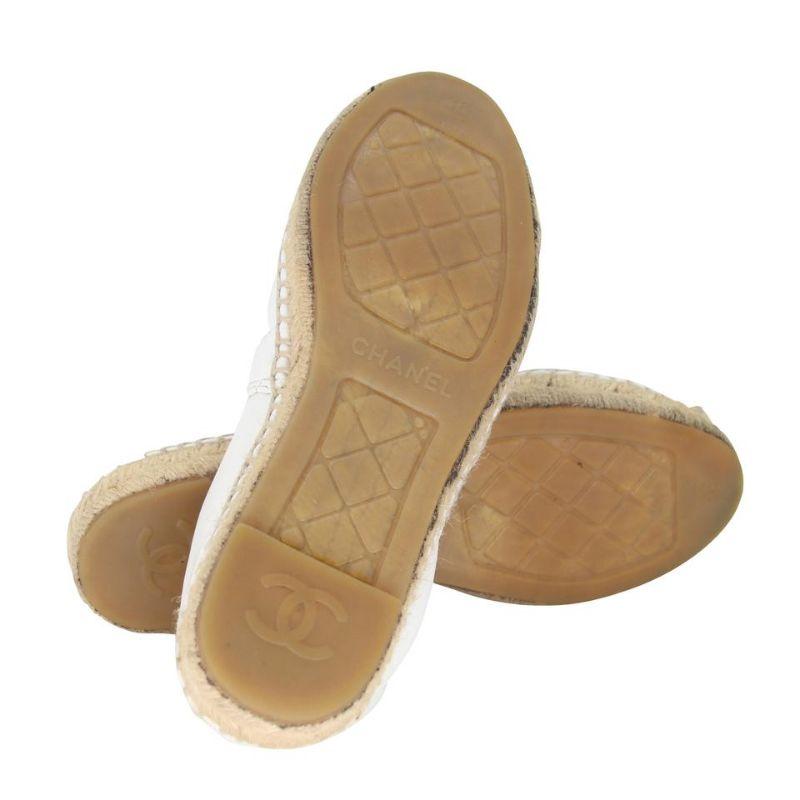Beige Chanel Espadrille 36 Embroidered Leather Cap Toe CC Flats CC-0707N-0006 For Sale