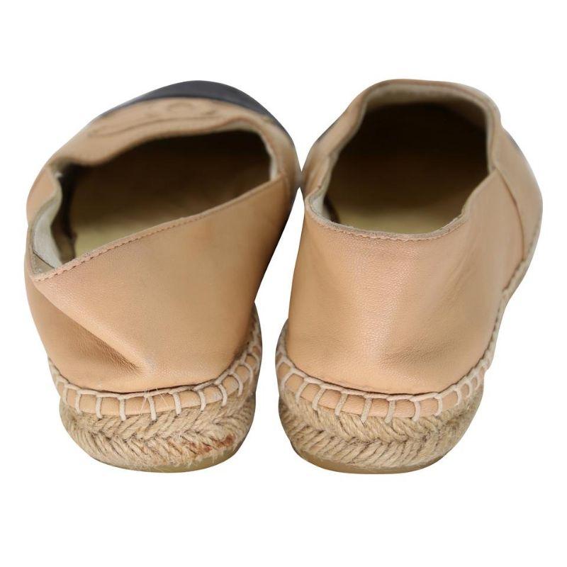 Brown Chanel Espadrille 36 Leather Cap Toe CC Flats CC-0402N-0098 For Sale