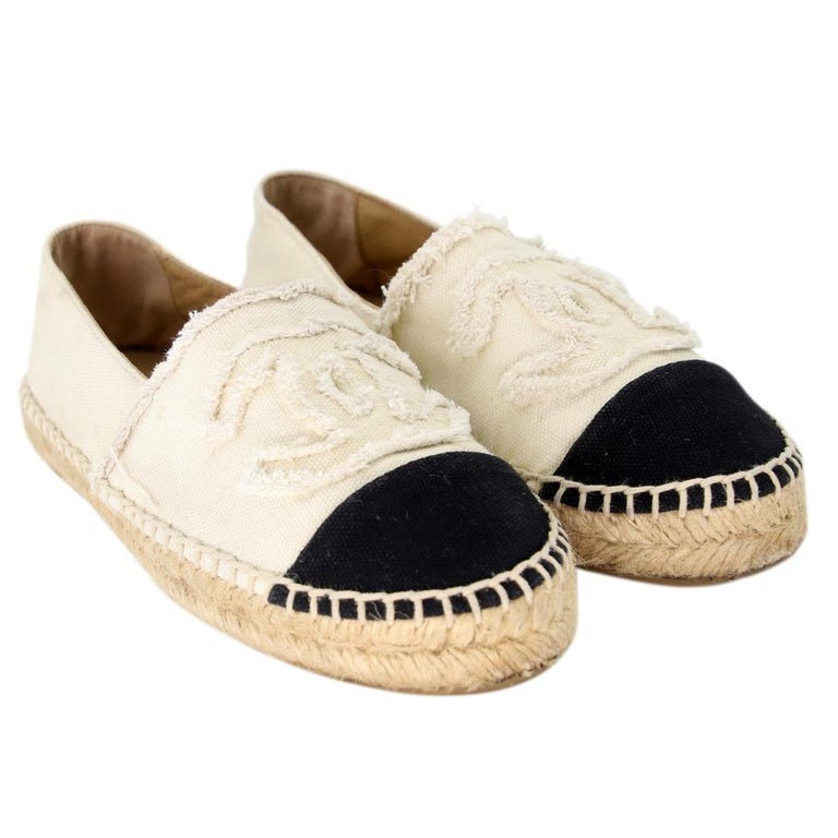 chanel-espadrille-36-raw-canvas-woven-cc-flats-cc-0505n-0163-at-1stdibs