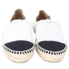 Chanel Espadrille 36 Raw Linen Canvas Cap-Toe Flats CC-0510N-0171
