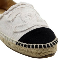 Chanel Espadrille 37 Canvas Linen CC Ballerina Flats CC-0228N-0059