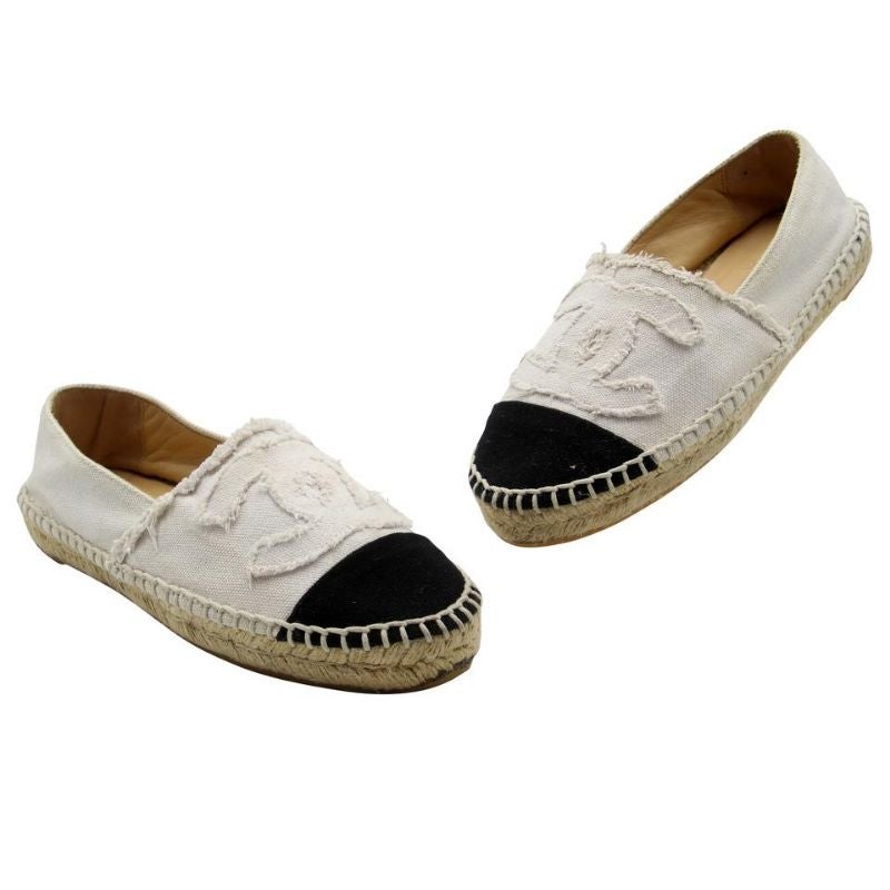 Cloth espadrilles Chanel White size 36.5 EU in Cloth - 21960194