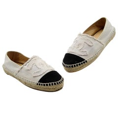 Chanel Espadrille 37 Canvas Linen CC Ballerina Flats CC-0228N-0059