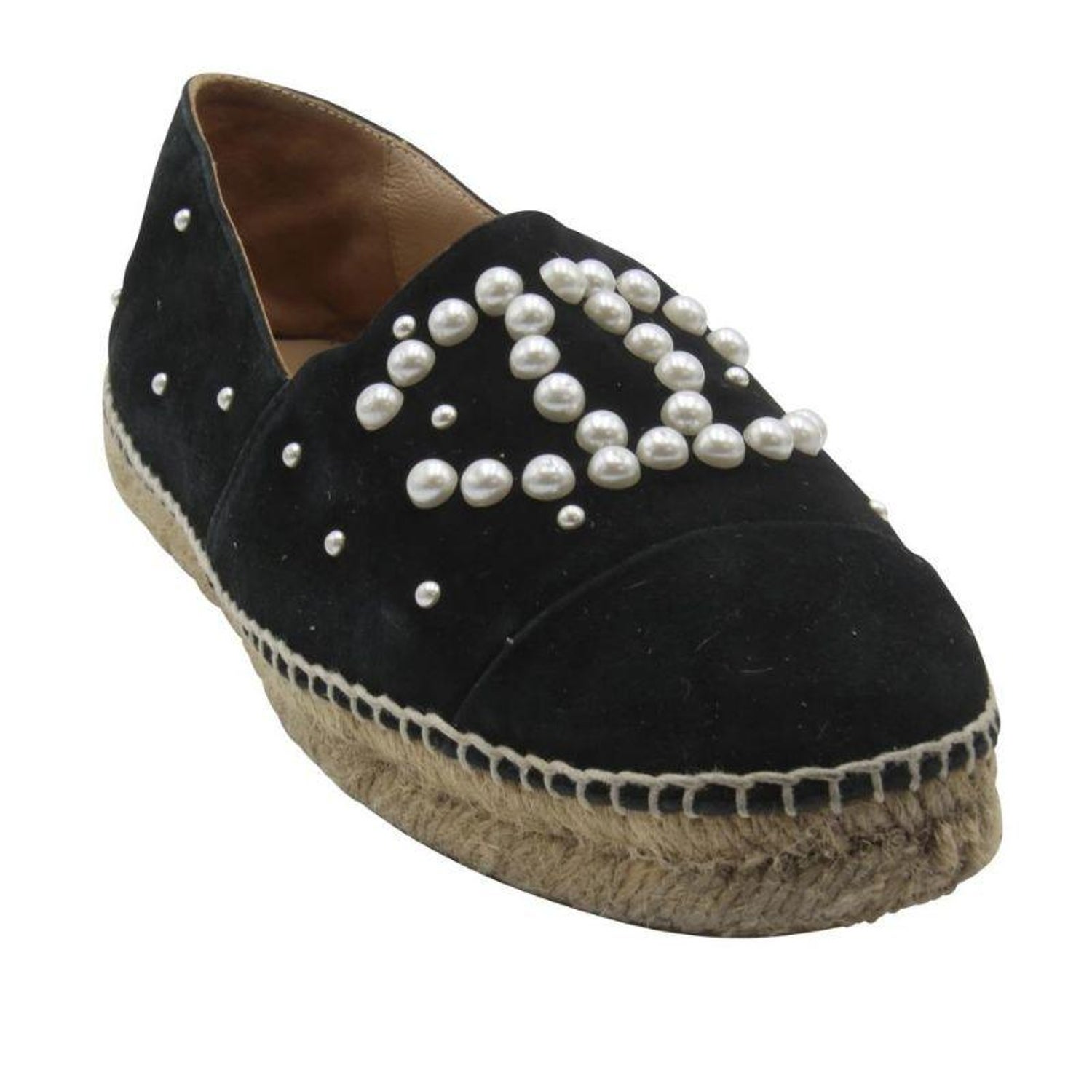 Chanel Espadrille 37 Double Stacked Mother of Pearl Flats CC-0208N-0010 For  Sale at 1stDibs