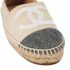 Chanel Espadrille 37 - Chaussures à bout plat CC en cuir pailleté CC-0717N-0005