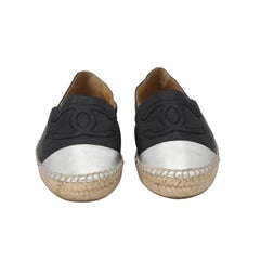 Chanel Espadrille 37 Lambskin Leather Cap Toe Flats CC-0523N-0194