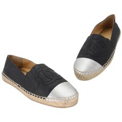 Chanel Espadrille 37 flache Schuhe aus Lammfell mit Zehenkappe CC-0523N-0194
