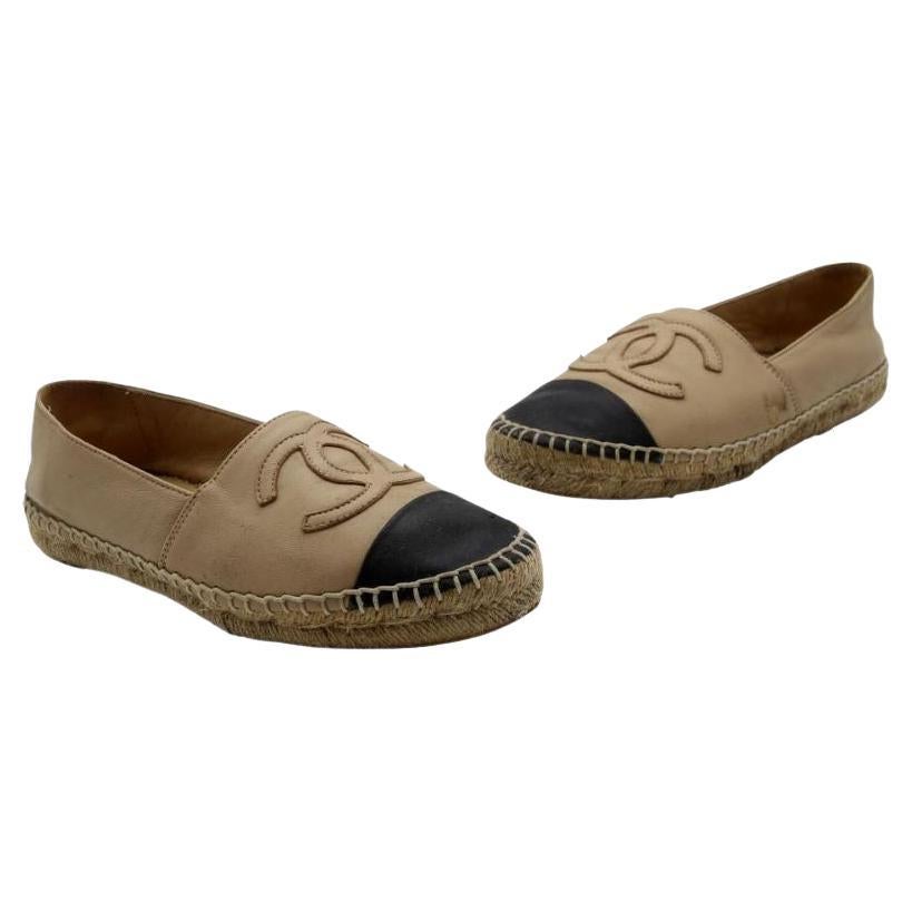 Chanel Espadrille 37 Lambskin Monogram Ballerina CC Flats CC-0228N-0055 For Sale