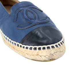 Chanel Espadrille 37 Leather CC Cap Toe Flats CC-0503N-0142