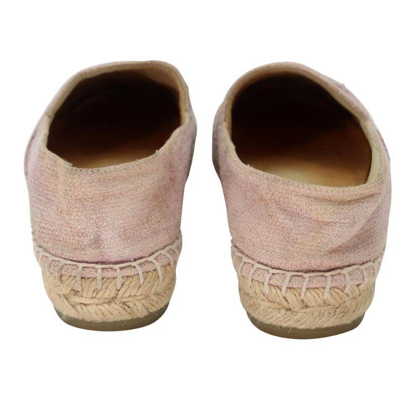Chanel Alpargata 37 Piel Tejido Purpurina CC Puntera Pisos CC-0220N-0040 Marrón en venta