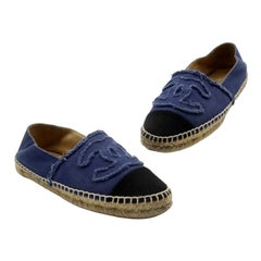 Chanel Espadrille 37 Quilted Linen CC Flats CC-1217P-0005