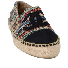 Chanel - Chaussures plates Espadrille 37 en toile de tweed et cuir CC-0602N-0003