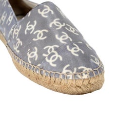 Chanel Espadrille 38 All-Over CC Monogram Canvas Cap Toe Flats CC-0803N-0010