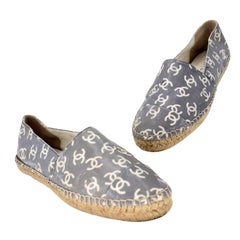 Chanel Espadrille 38 All-Over CC Monogramm Canvas Cap Toe Flats CC-0803N-0010