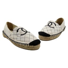 Chanel Espadrille 38 Canvas Quilted Double Stacked Flats CC-0208N-0011