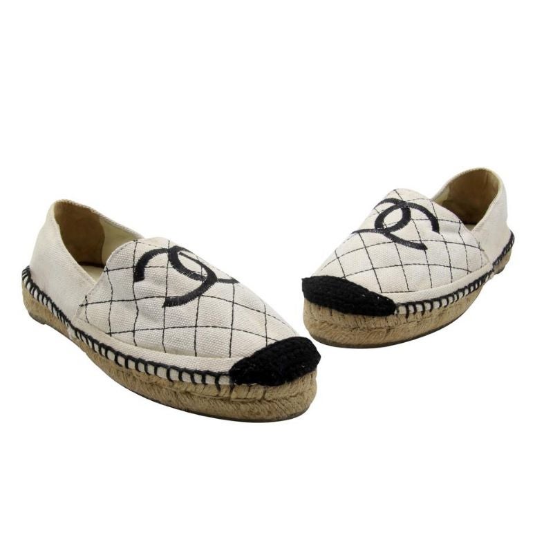 Chanel espadrilles white canvas clearance