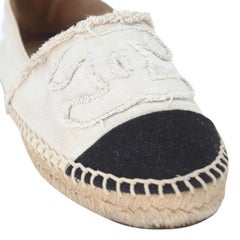 Chanel Espadrille 38 CC Ballerina Canvas Linen Flats CC-0717N-0007