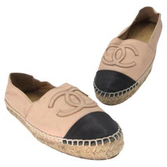 Chanel Espadrille 38 CC Leder Cap Toe Flats CC-0717N-0003