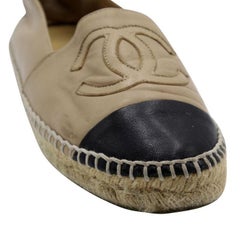 Chanel Espadrille 38 Lambskin CC Monogram Beige Flats CC-0928P-0006