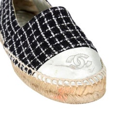 Chanel Espadrille 38 Tweed Canvas CC Cap Toe Flats CC-0712N-0007