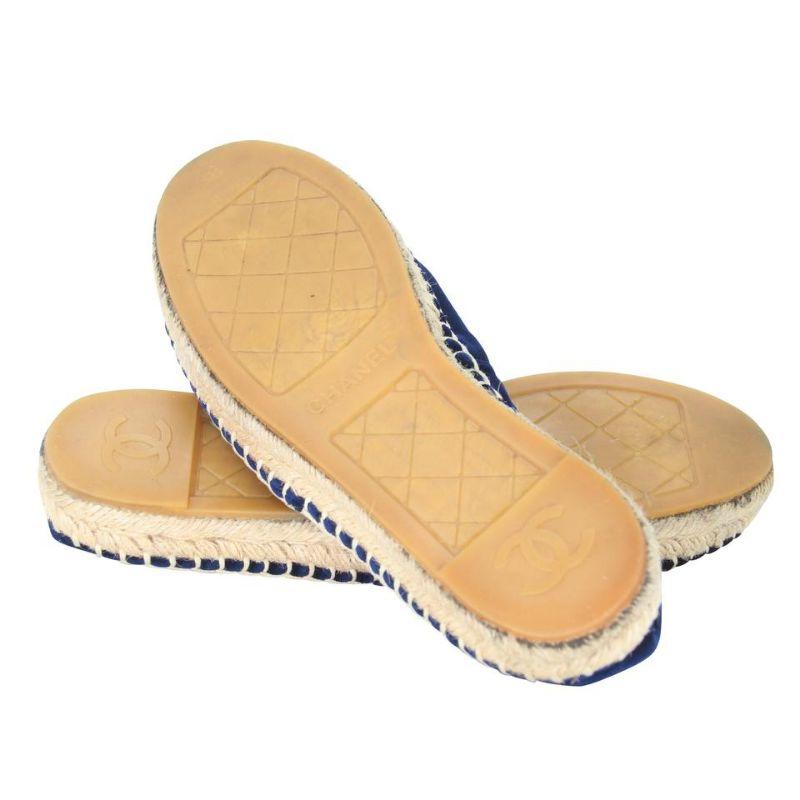 Chanel Espadrille 38 Samt Cap Toe CC Flats CC-0502N-0130 im Zustand „Gut“ im Angebot in Downey, CA