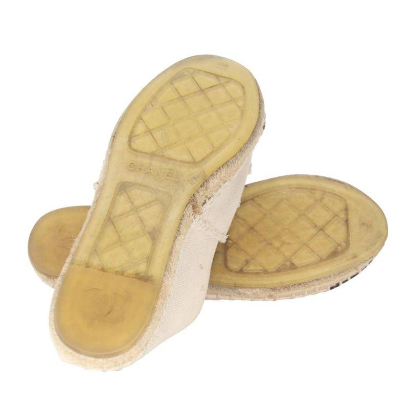 Chanel Espadrille 39 Raw Linen Canvas Cap Toe Flats CC-0910N-0001 In Good Condition In Downey, CA