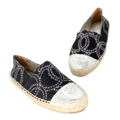 Chanel Espadrille 40 Stitch Canvas CC Cap Flats CC-1109P-0008