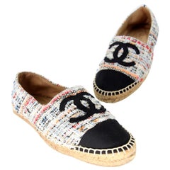 Chanel Alpargata 40 Lienzo Tweed CC Cap-Toe Flats CC-1109P-0013