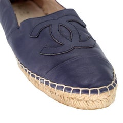 Chanel Espadrille Double Stacked 37 Leather CC Flats CC-0712N-0017