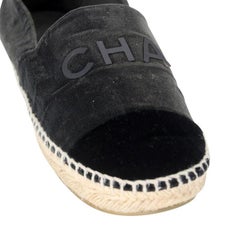 Chanel Espadrilles 39 Velvet Fabric CC Logo Cap-Toe Flats CC-0402N-0091
