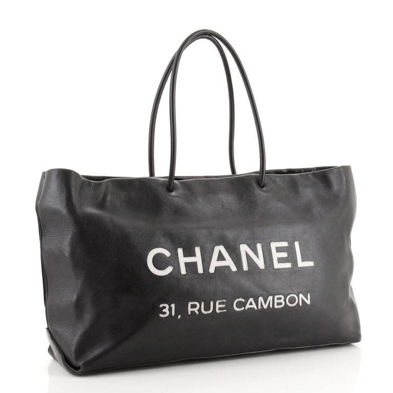 100% Authentic Chanel Black Lambskin 31 Rue Cambon Leather Bag