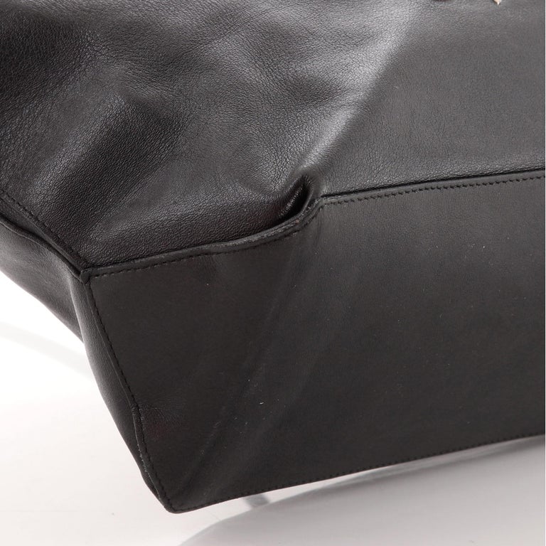 Chanel Black Leather Essential Rue Cambon Shopping Tote Medium  Q6BDII3PK5005