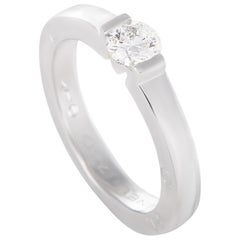 Chanel Estate 18 Karat White Gold Diamond Solitaire Engagement Ring