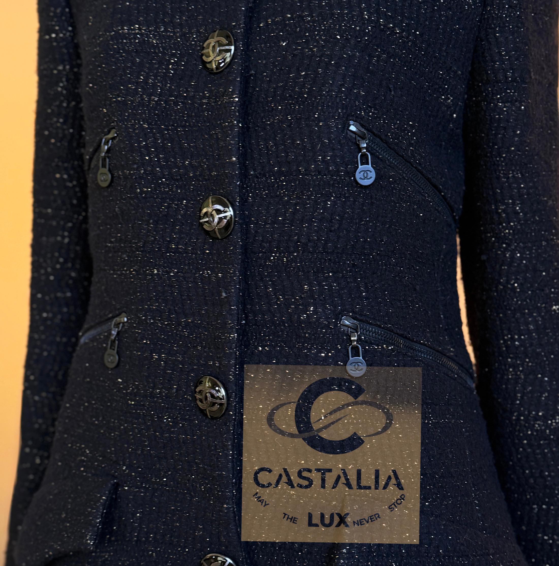 Chanel Eternity Bound, giacca in tweed nero 38 FR in vendita 6