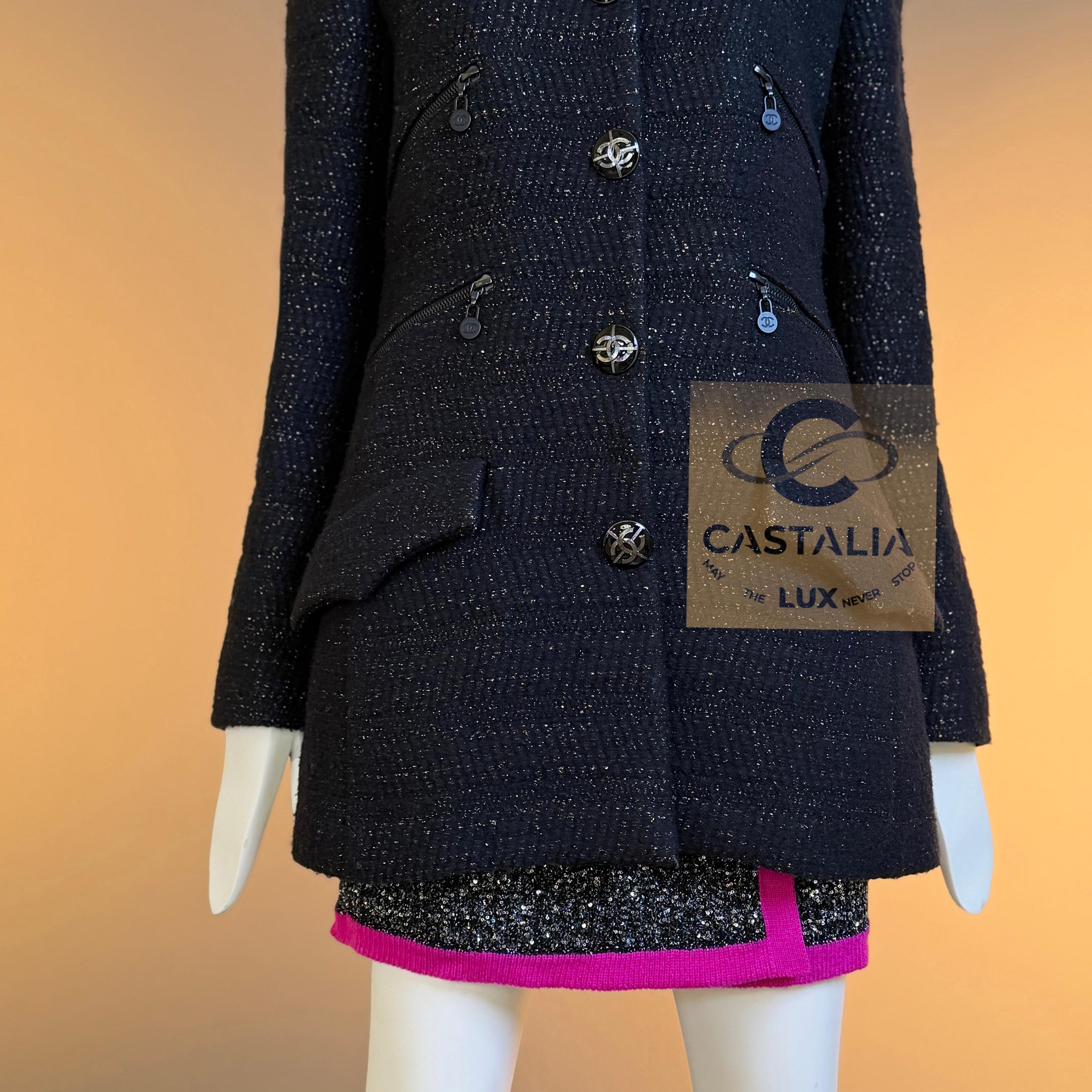 Chanel Eternity Bound, giacca in tweed nero 38 FR in vendita 8