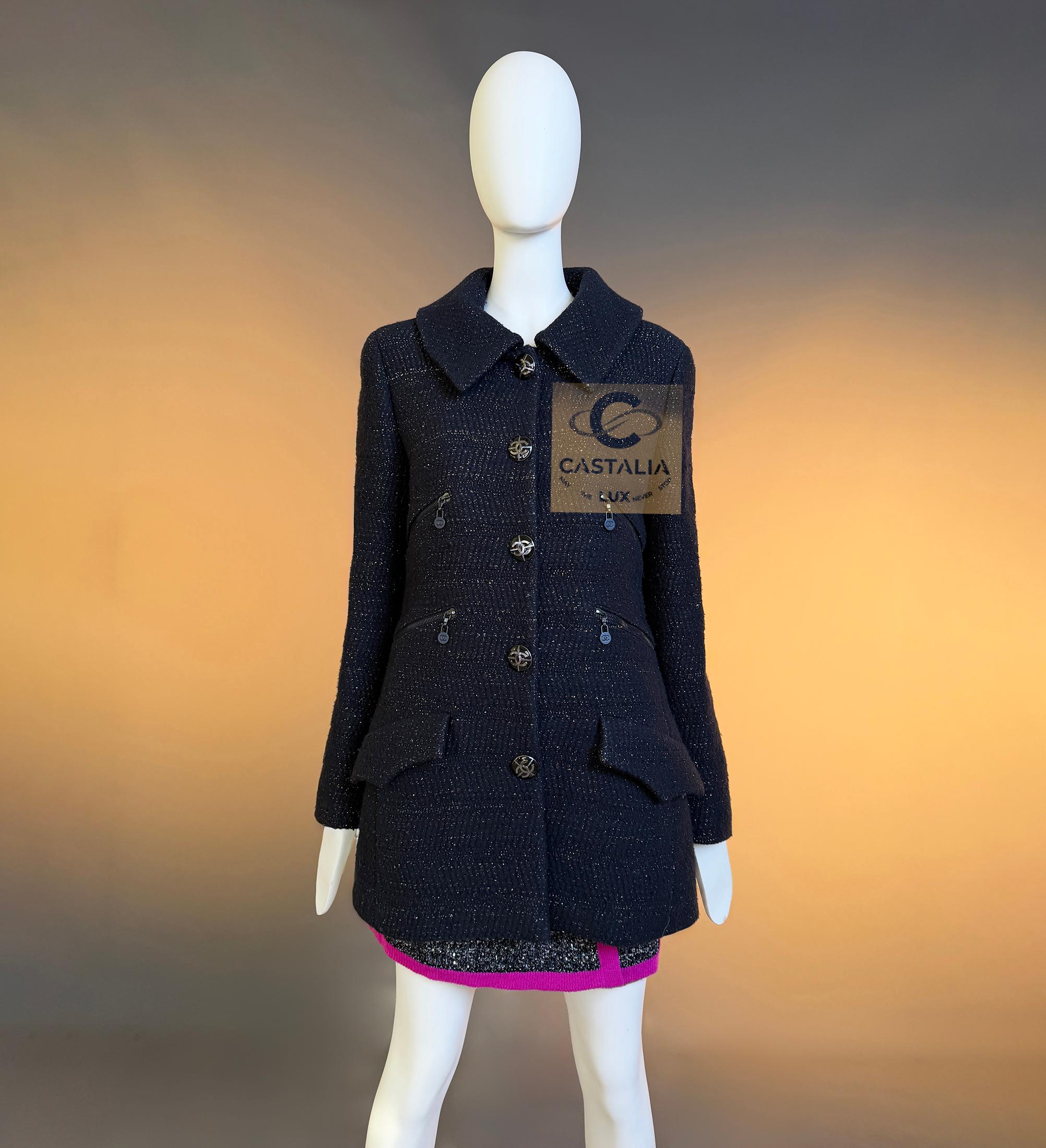 da uomo o donna Chanel Eternity Bound, giacca in tweed nero 38 FR in vendita