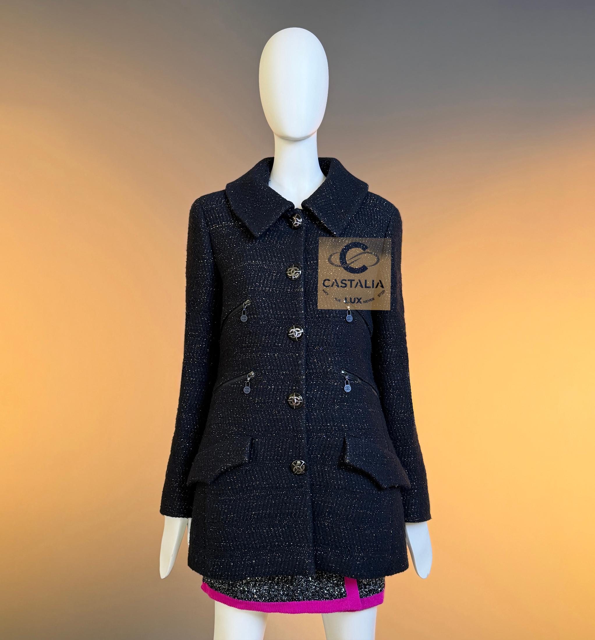 Chanel Eternity Bound, giacca in tweed nero 38 FR in vendita 1