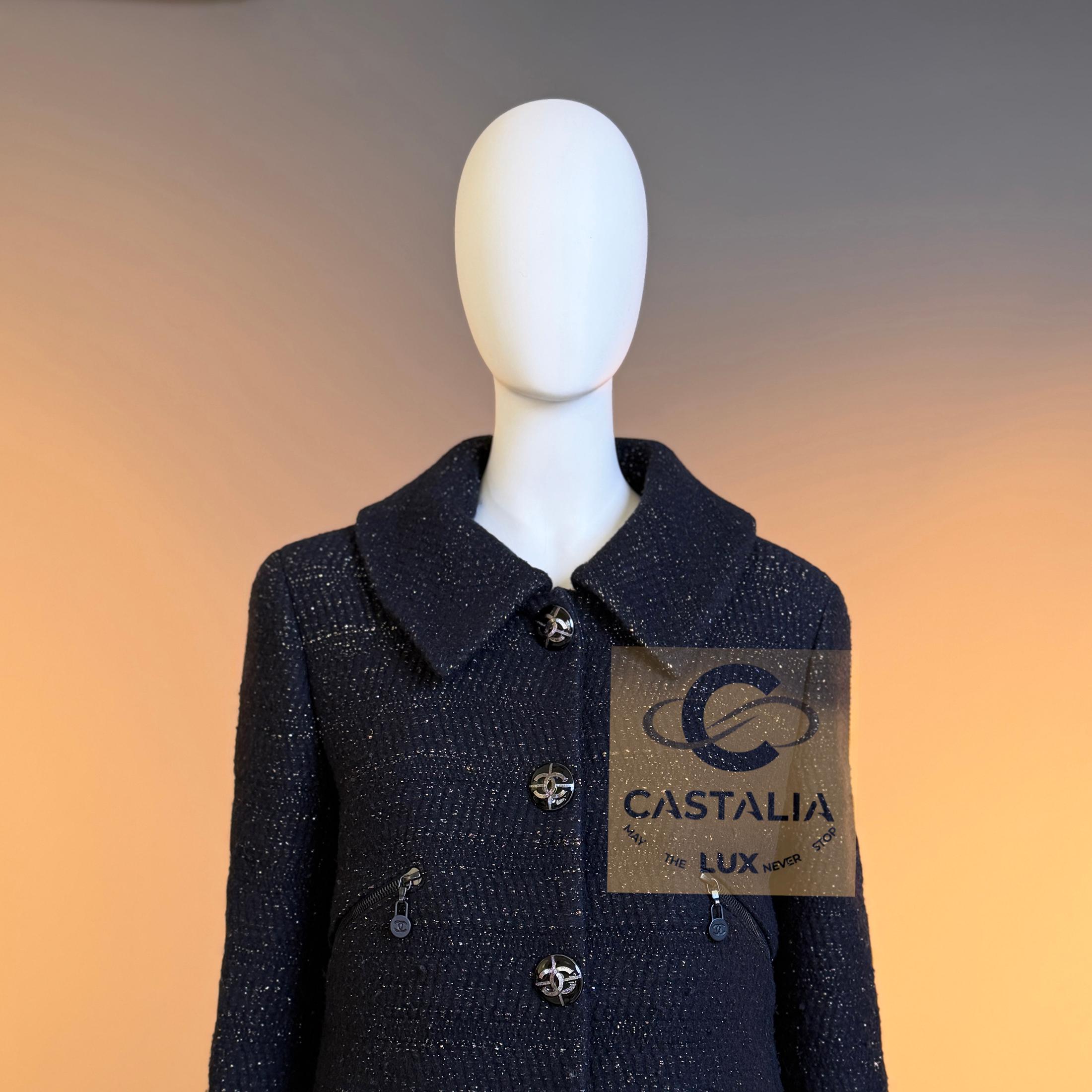 Chanel Eternity Bound, giacca in tweed nero 38 FR in vendita 2