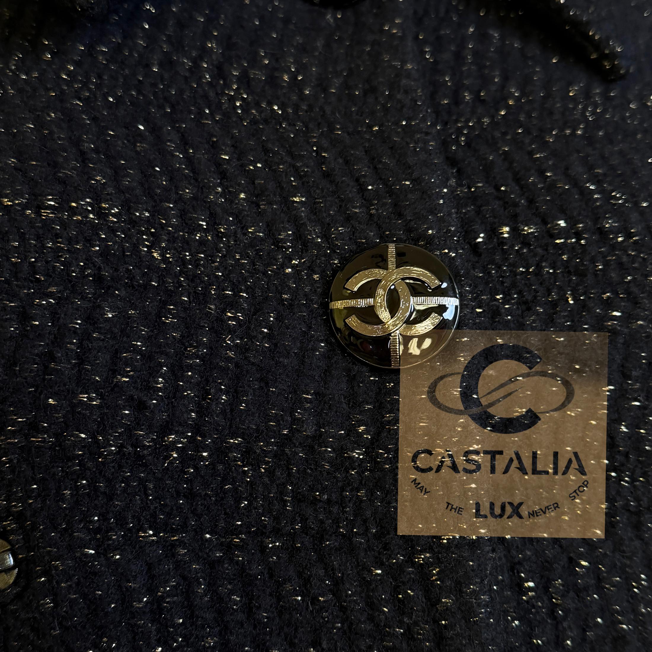 Chanel Eternity Bound, giacca in tweed nero 38 FR in vendita 4