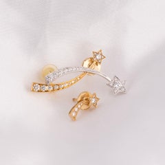 Chanel Étoile Filante White & Yellow Gold Diamond Shooting Star Earrings 0.75ct