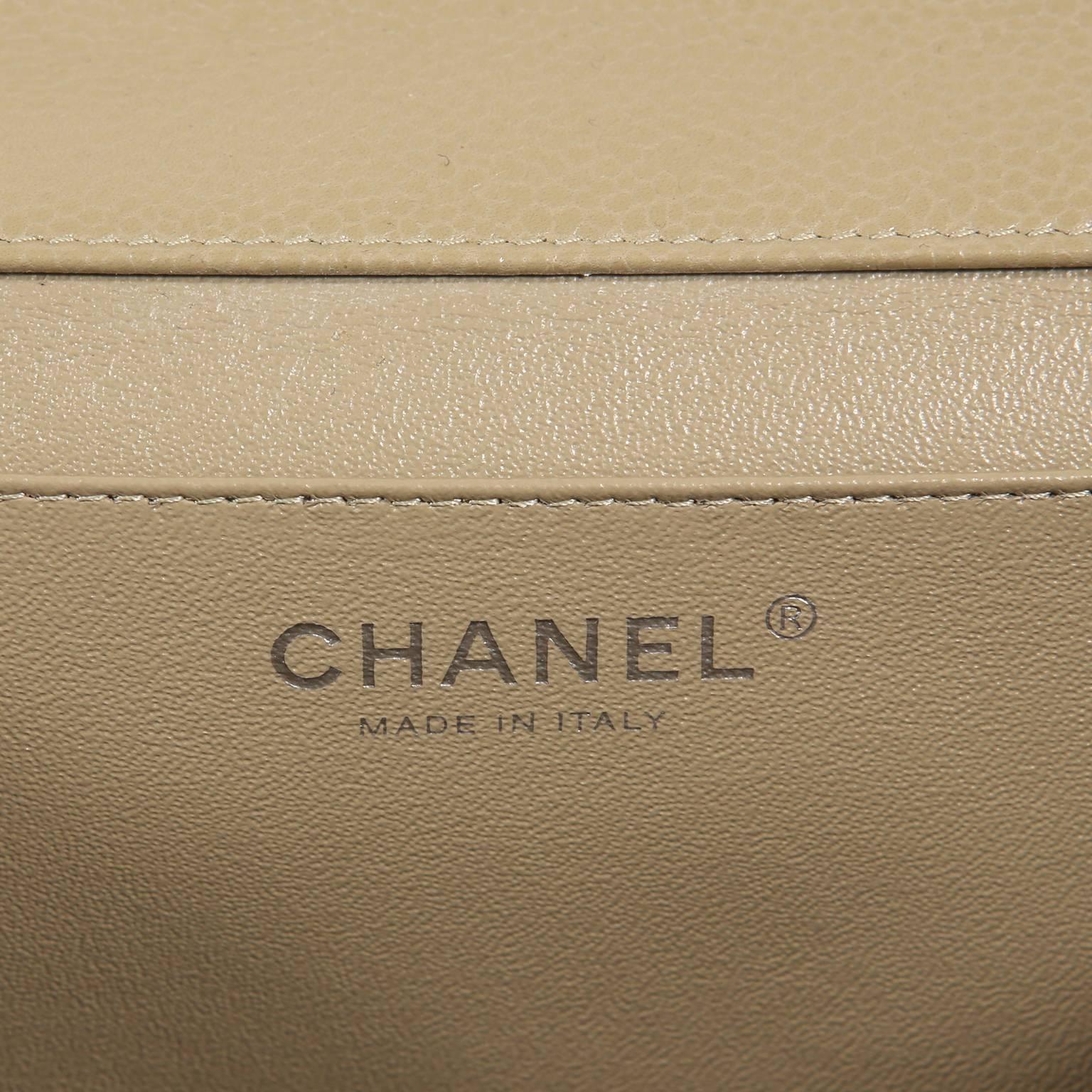 Chanel Etoupe Caviar Classic Clutch Shoulder Bag 4