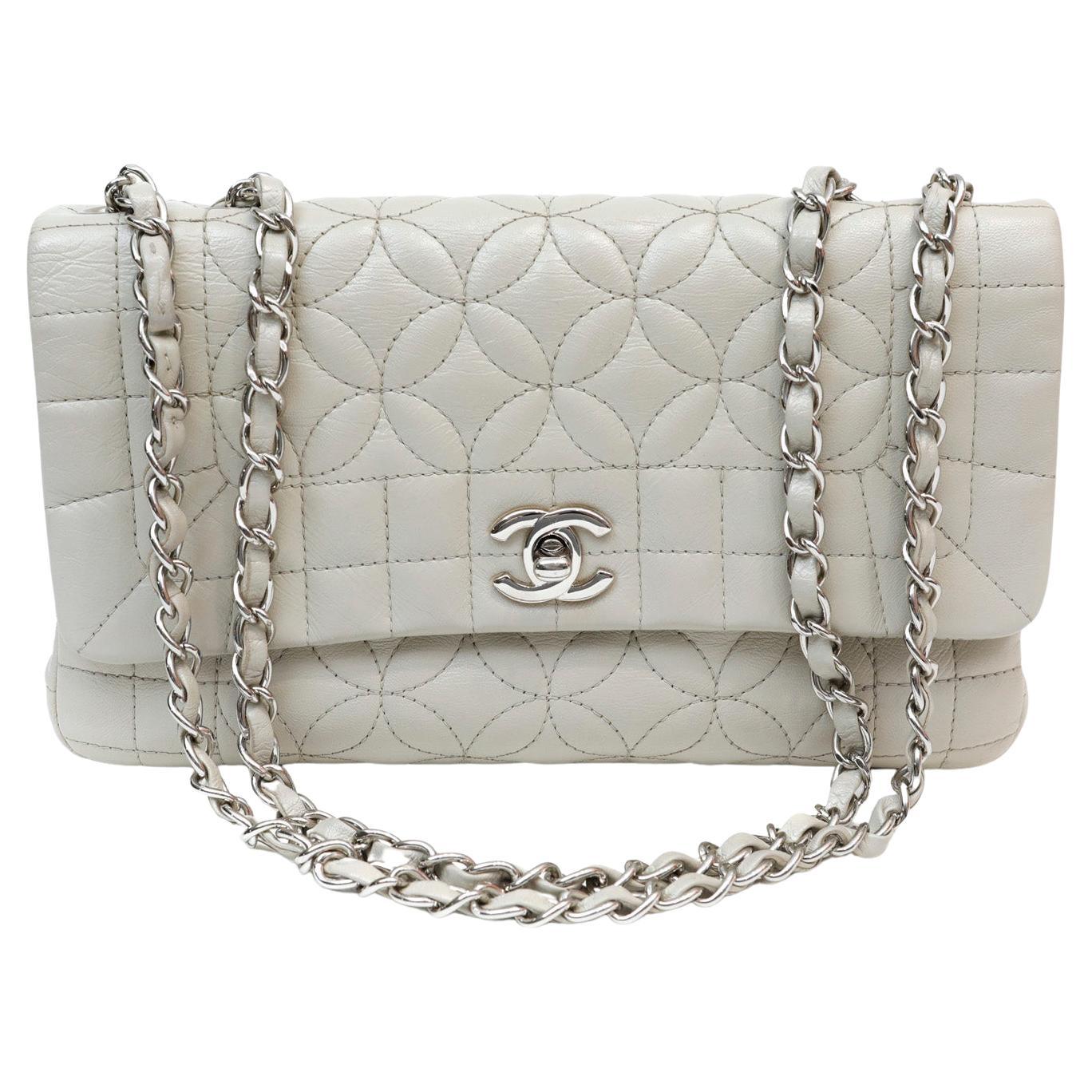 Chanel Etoupe Leather Camellia Flap Bag 