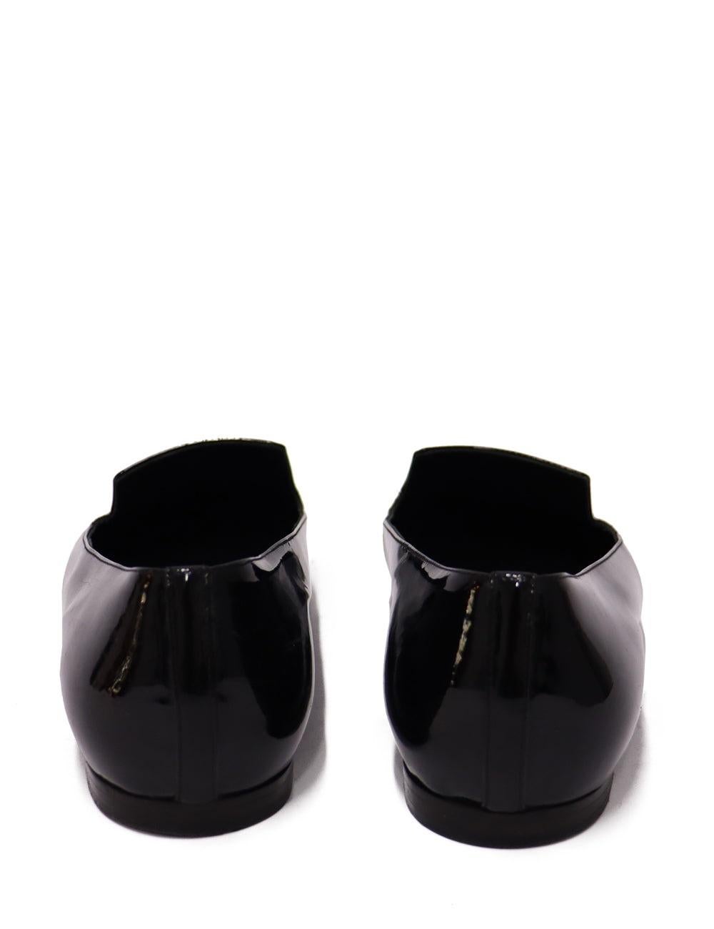 Women's Chanel EU 37 Black Patent Leather Loafers For Sale