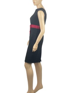 Chanel EU 38 Black Cap Sleeve Cocktail Tiered Bow Sheath Wool Dress