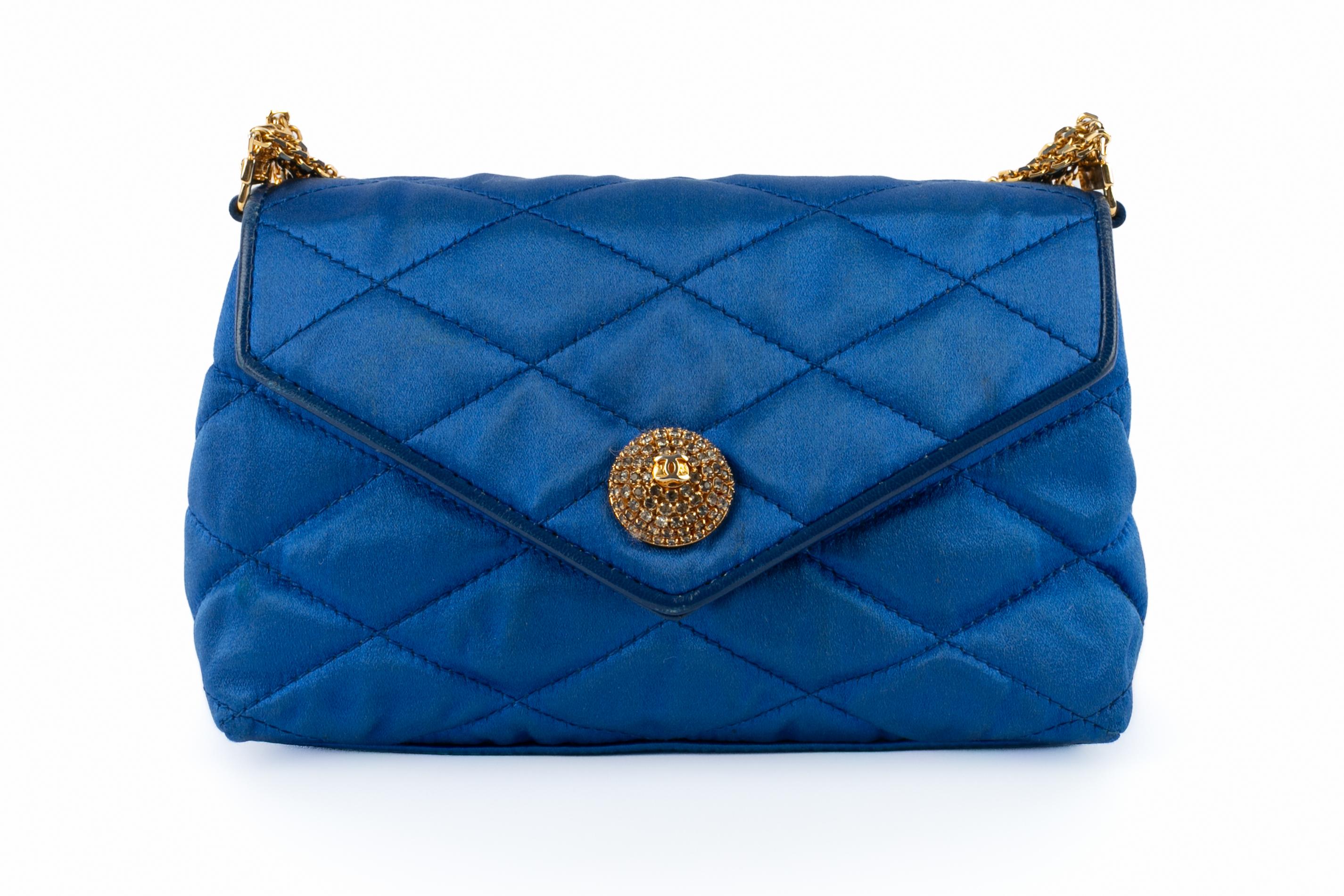 Bolso de noche Chanel 1988 Azul en venta