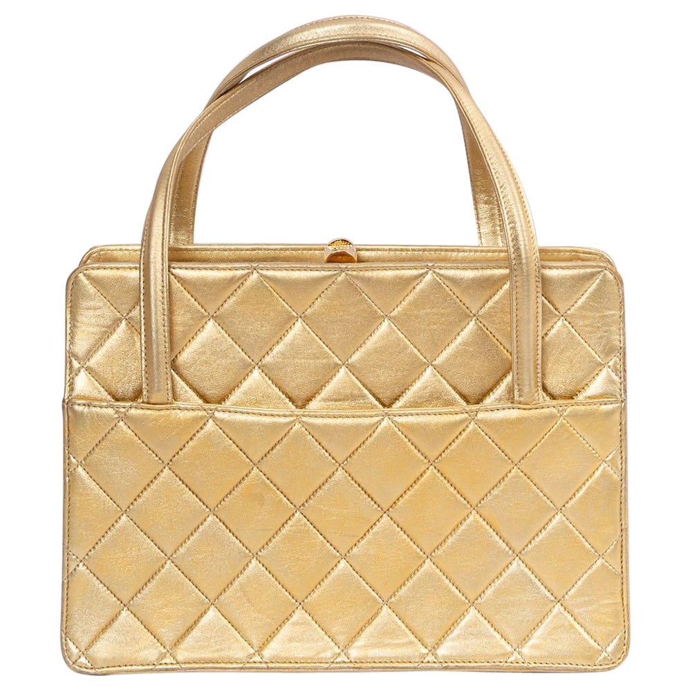 Borsa da sera Chanel in pelle dorata in vendita