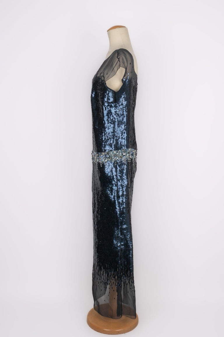 Chanel Evening Dress Haute Couture with Blue Sequins, 2012 For Sale at  1stDibs